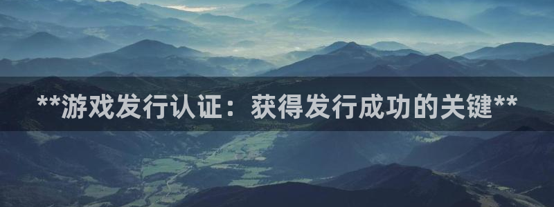 天辰平台推选 58534I 平台：**游戏发行认证：获得发行成功的关键**
